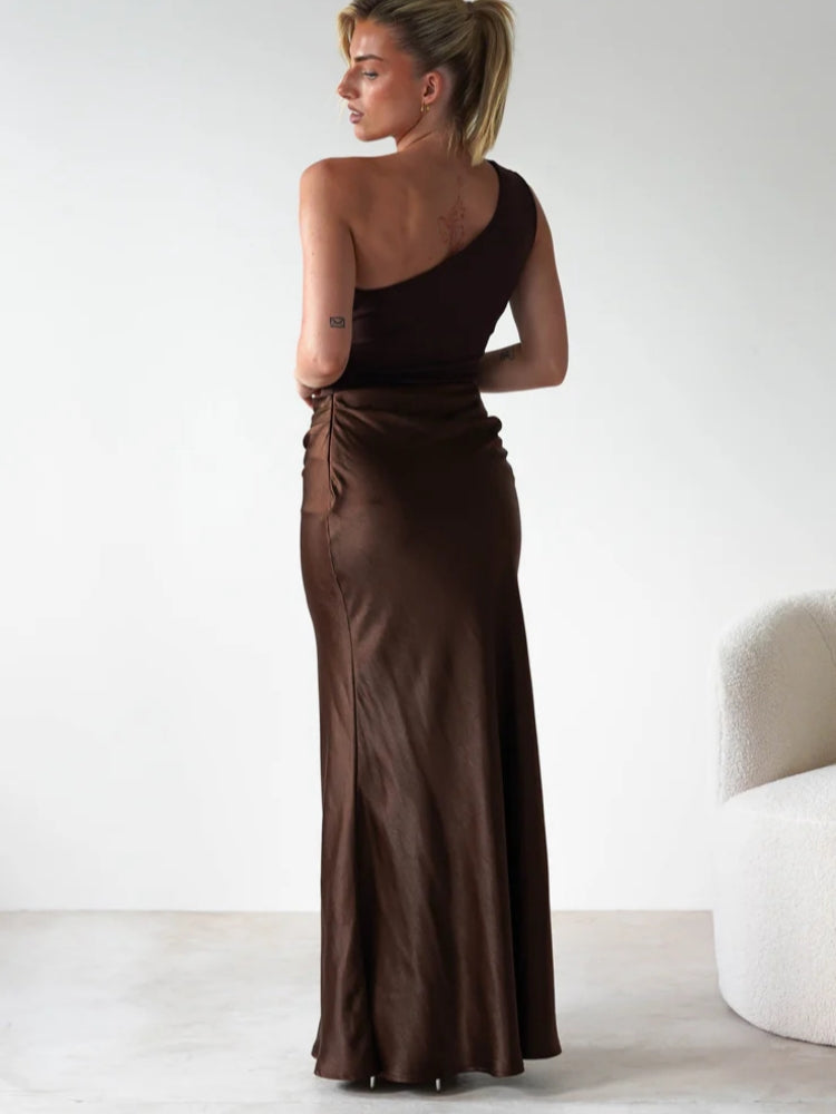 Asymmetric Neckline Sleeveless Dress