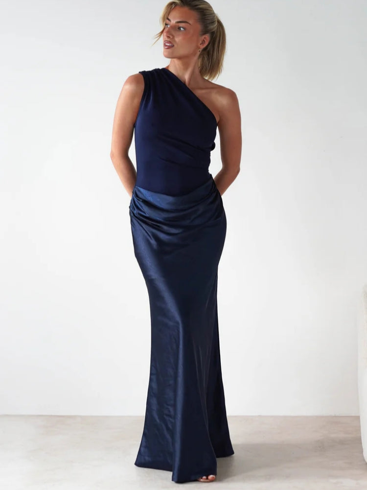 Asymmetric Neckline Sleeveless Dress